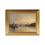 19th Century Continental School - Golden Sunset over a River | oil