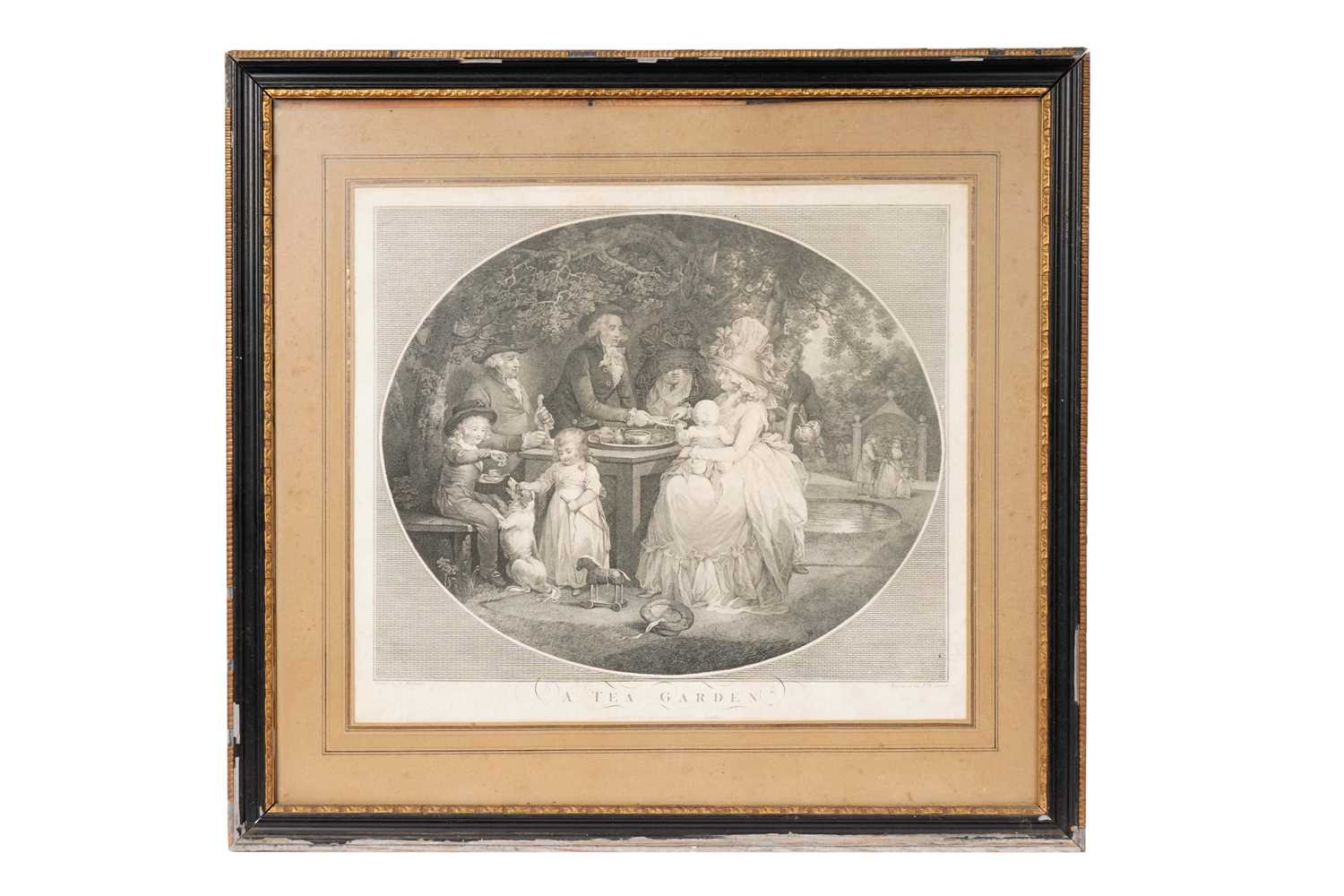 After George Morland - A Tea Garden | stipple engraving (1793)