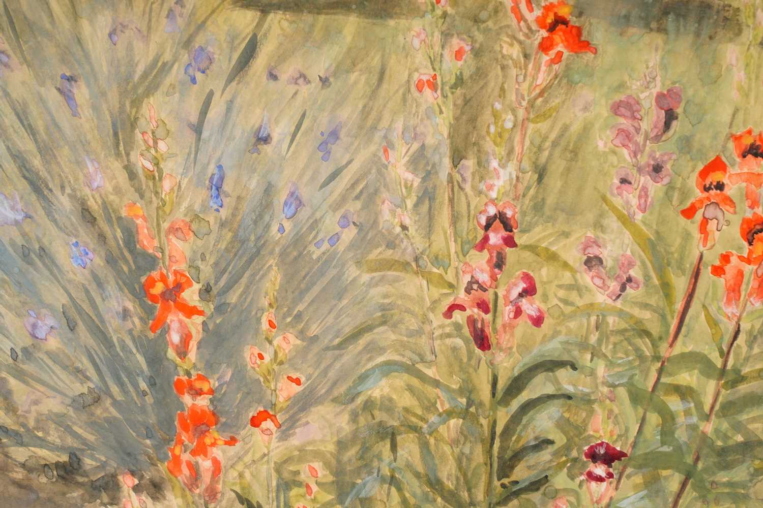20th Century British School - A Summer Garden Border with Snapdragons | watercolour - Image 2 of 4