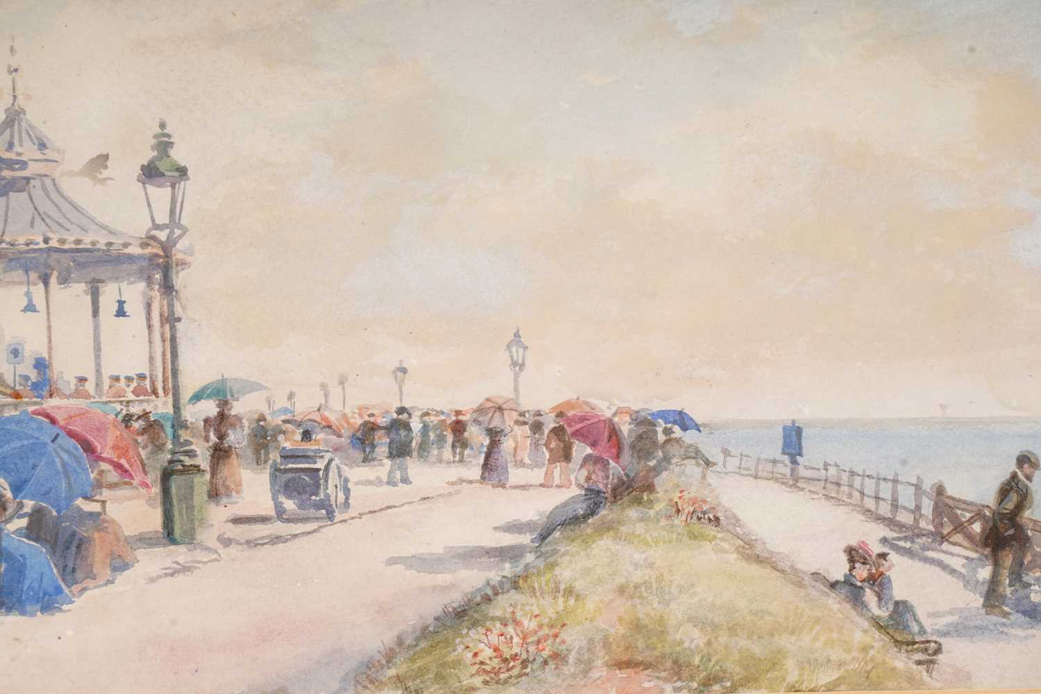 In the manner of John Strickland Goodall - Promenading at the Beach | watercolour - Image 5 of 5