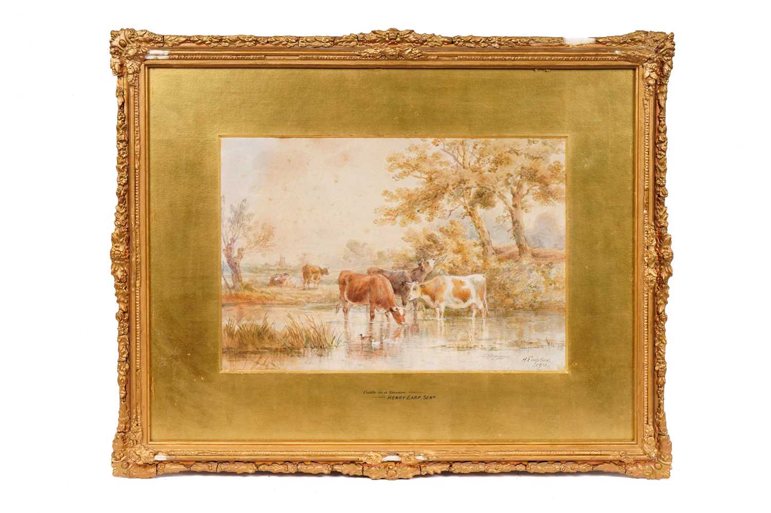 Henry Earp Snr - Cattle in a Stream | watercolour