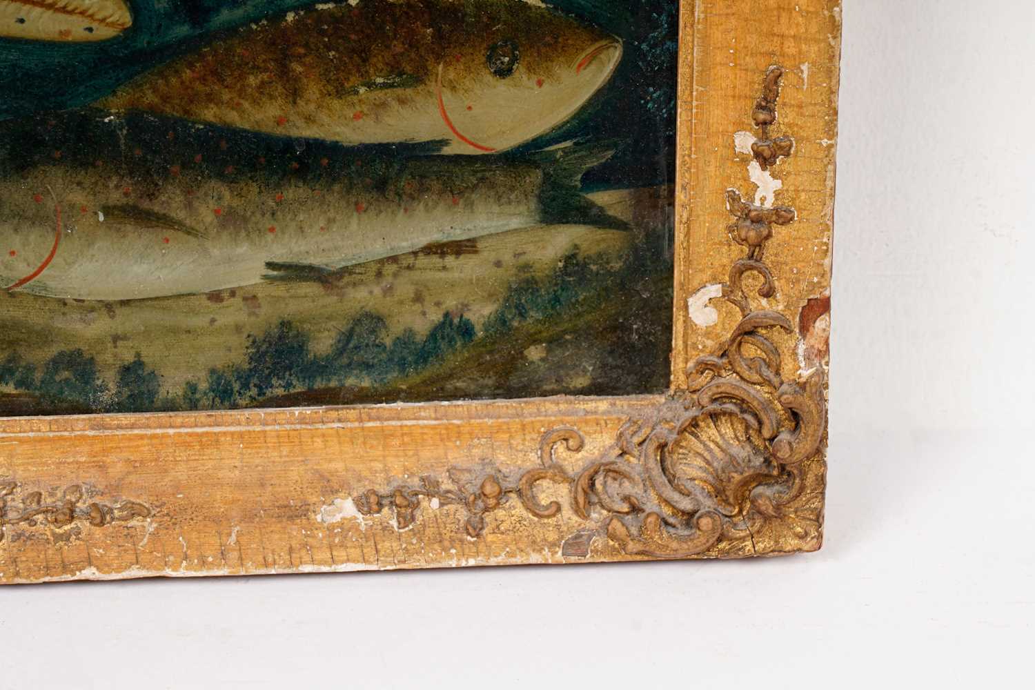 19th Century British School - Underwater View of Fish and a Cowrie Shell | reverse glass painting - Image 3 of 5