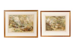 Fanny E. Thomas - Stream on Dartmoor & Trout Stream Gidleigh Park | watercolour