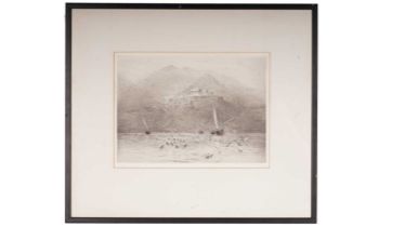 William Lionel Wyllie - "The Poseidon Temple, Attica" | dry point
