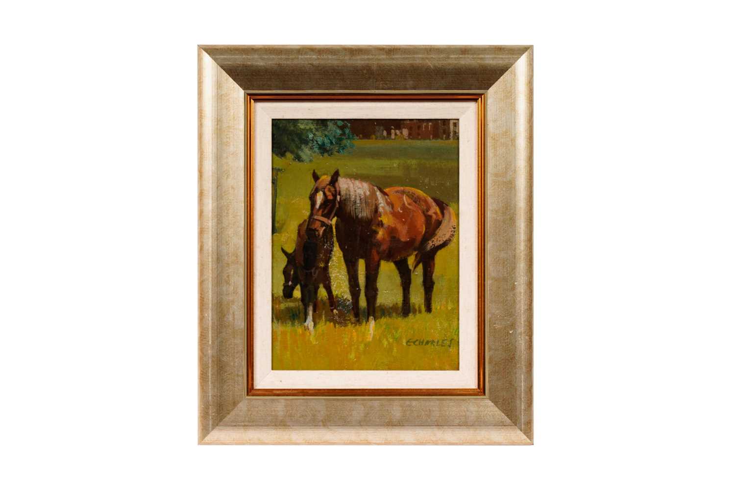 E. Charles - A Mare and Her Foal | oil