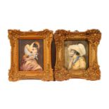 19th Century Continental School - Portrait Pair of a Lady and Gentleman | watercolour