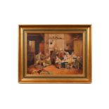 J. T. Charton - A Family Gathered in a Kitchen | oil