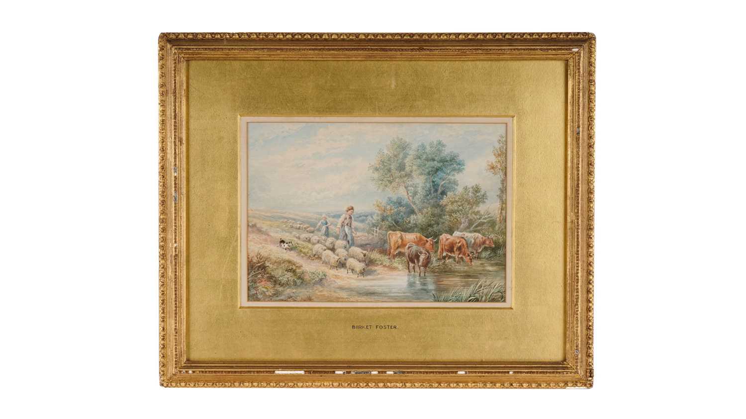 Myles Birket Foster - Crossing a Shallow Brook | watercolour