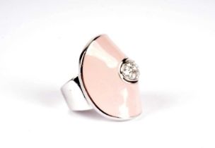 Roberto Coin: a pink enamel and diamond set ring