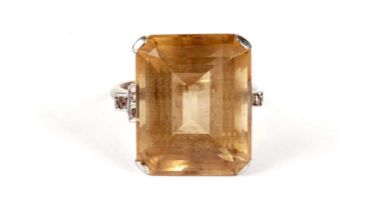 An Art Deco citrine and diamond ring