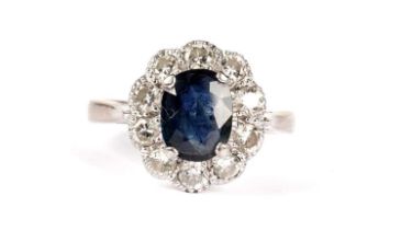 A sapphire and diamond cluster ring