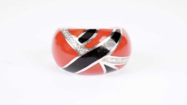 Roberto Coin: a red and black enamel and diamond set ring