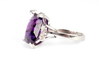 An amethyst and diamond ring