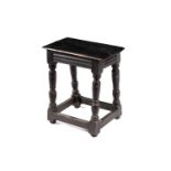An oak peg jointed stool, 17th/18th Century and later