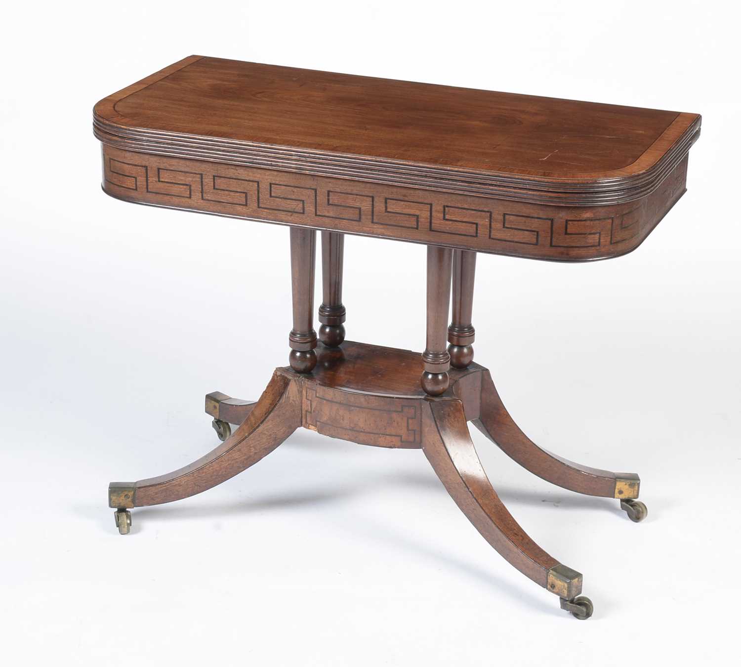 A Regency inlaid mahogany and rosewood crossbanded card table - Image 4 of 18