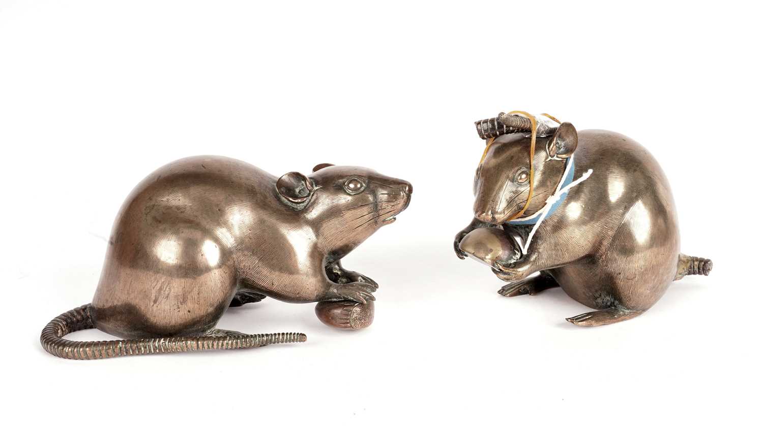 Pair of Japanese bronze rats