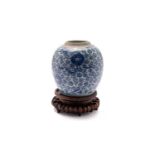 Chinese blue and white ginger jar and stand