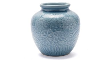 Pale blue celadon glazed vase