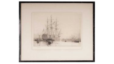 William Lionel Wyllie - ‘HMS Victory Entering Dry Dock’ | drypoint