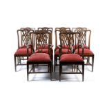 A set of ten George III style mahogany dining chairs