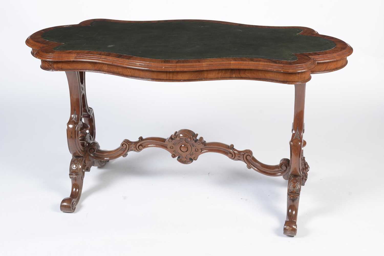 A Victorian burr walnut centre/writing table - Image 4 of 16