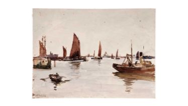 Robert Jobling - Boats in a Harbour | watercolour