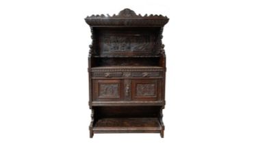 A large 19th Century Flemish carved oak buffet