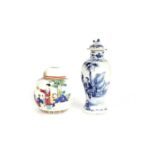 Chinese blue and white vase and cover and a ginger jar