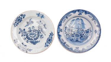 Two 18th-century delftware dishes