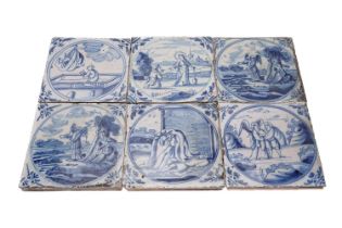 Six Dutch Delft tiles