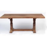 Robert 'Mouseman' Thompson (of Kilburn): A 1950's oak 6ft Refectory Dining Table