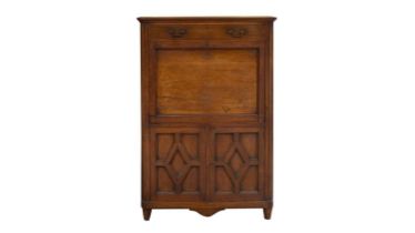 A 19th Century French walnut secretaire a abbatant