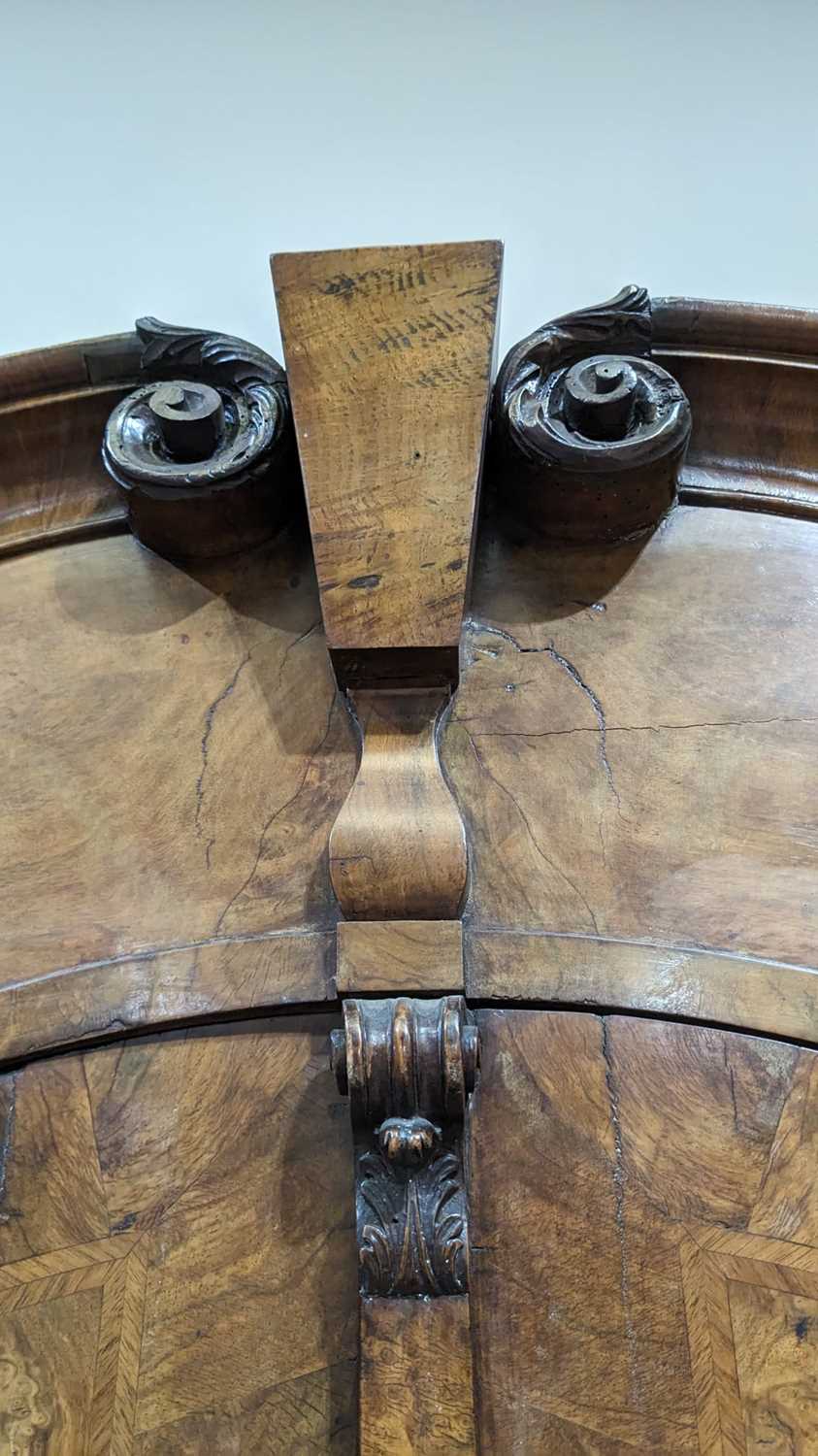 A Dutch burr walnut bombe cabinet on chest, late 18th/early 19th Century - Image 11 of 30