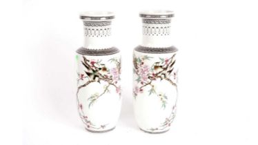 Pair of Chinese famille rose vases