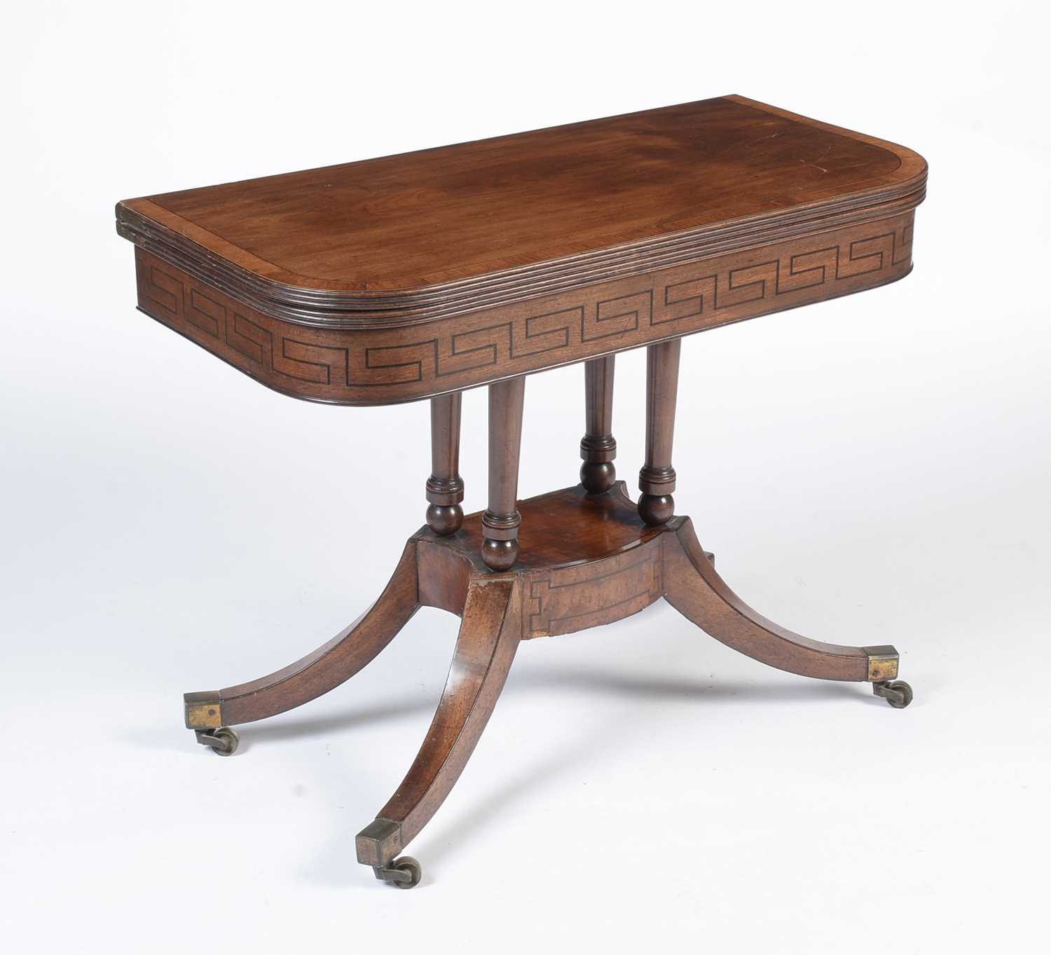 A Regency inlaid mahogany and rosewood crossbanded card table - Image 3 of 18
