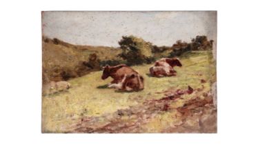 Robert Jobling - cattle in a meadow | oil