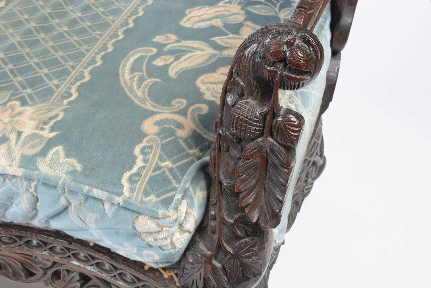A decorative late 19th Century Anglo-Indian carved hardwood two seater sofa - Image 2 of 11