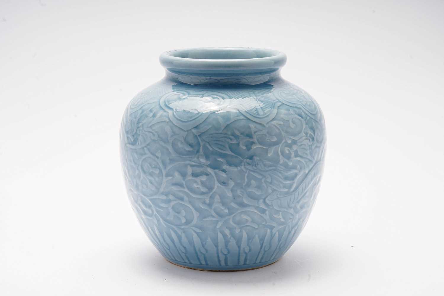 Pale blue celadon glazed vase - Image 2 of 10