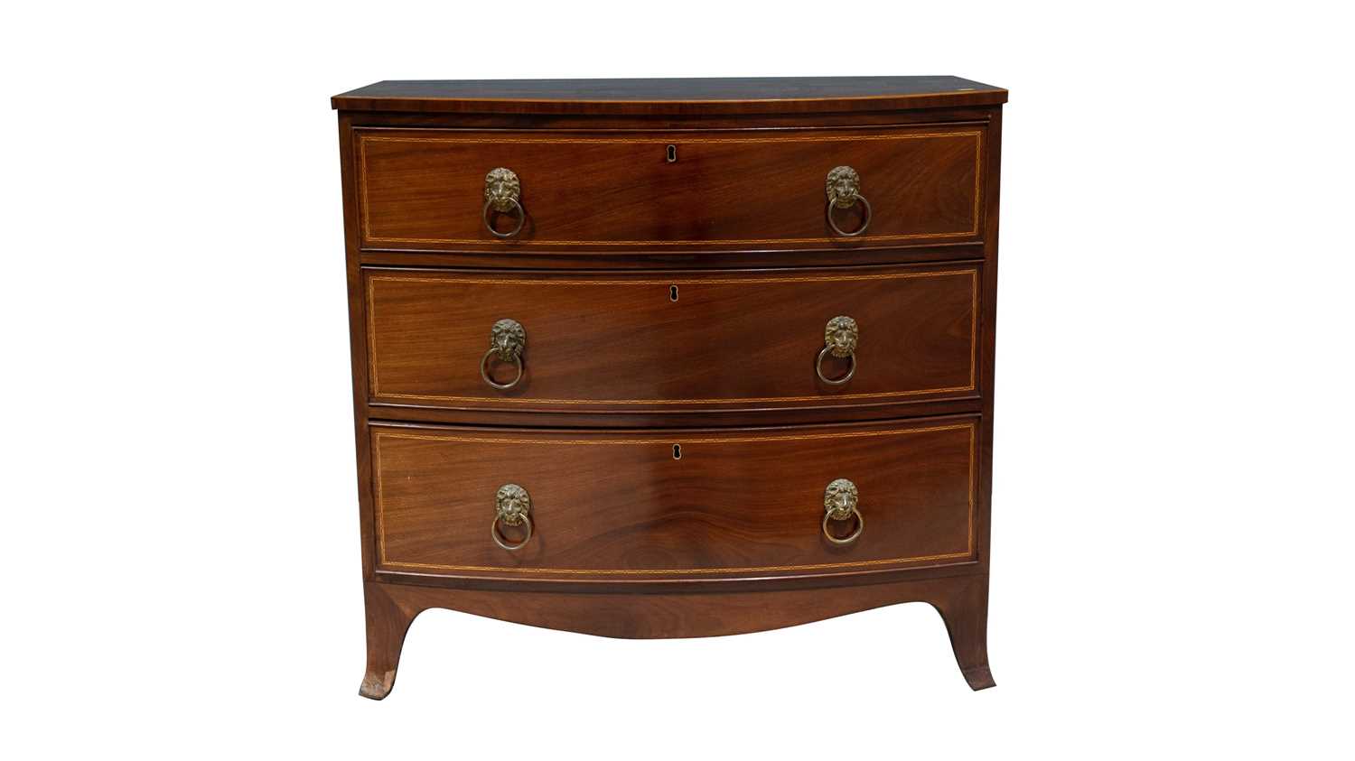 A George III inlaid mahogany bowfront chest of drawers