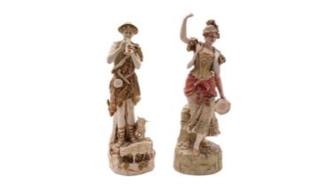 Robinson and Leadbeater figure of a dancer and a Royal Dux shepherd