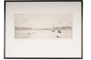 William Lionel Wyllie - Boats in an Estuary | drypoint