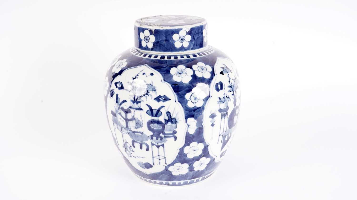 A Chinese blue and white ginger jar and cover