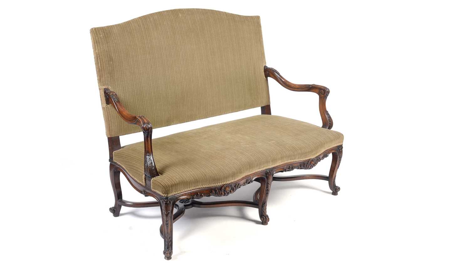 An attractive 18th Century style carved walnut high back settee, late 19th/early 20th Century