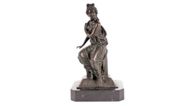 A bronze figure of a lady, after Barye