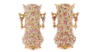 A pair of Zolnay reticulated floral vases