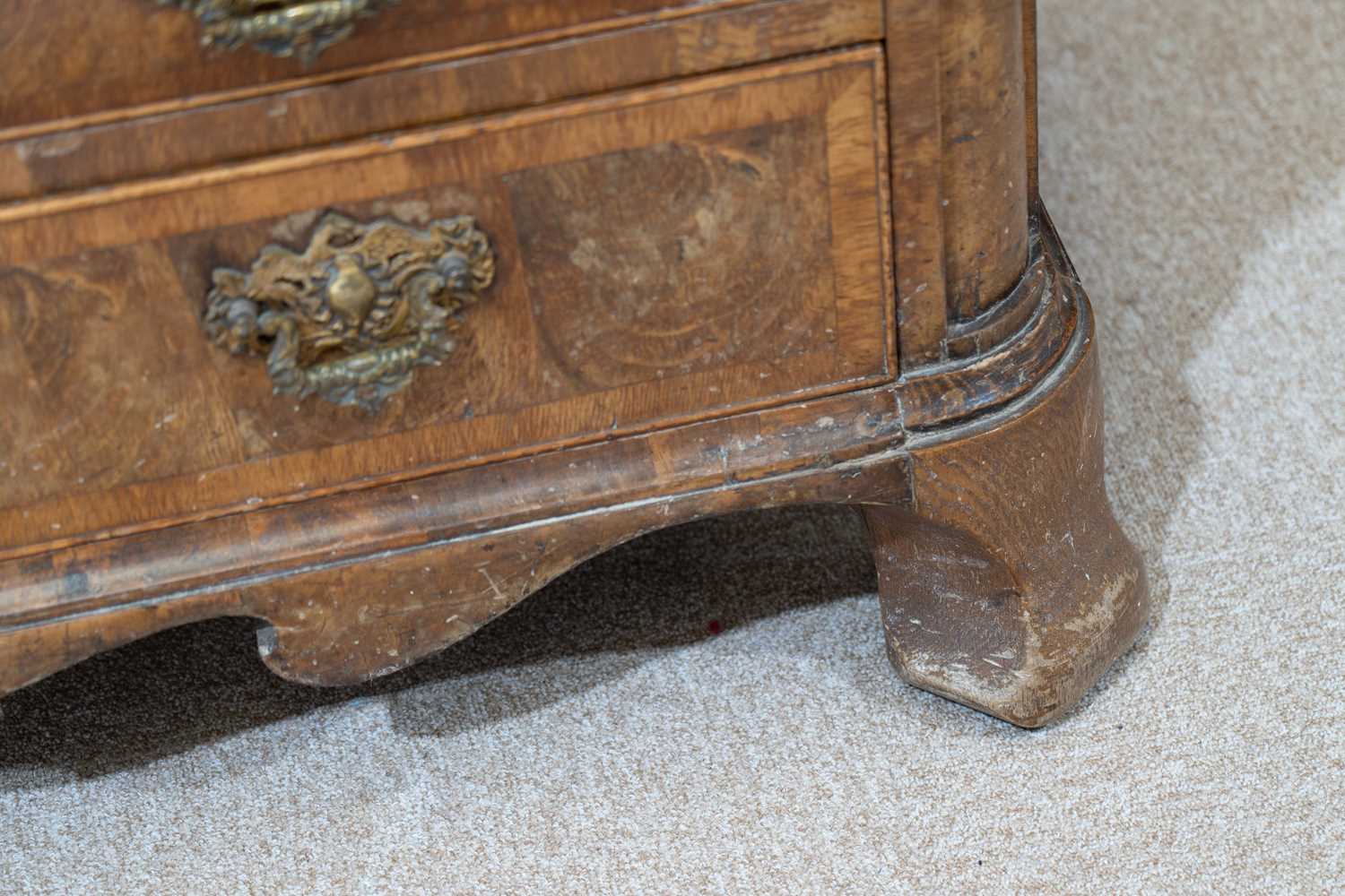 A Dutch burr walnut bombe cabinet on chest, late 18th/early 19th Century - Image 3 of 30