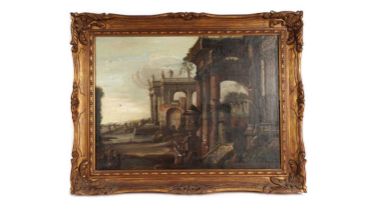 19th Century Italian School - Grand Tour "View" painting of an Ancient Rome | oil