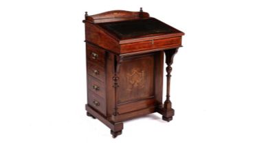 An Edwardian inlaid mahogany Davenport