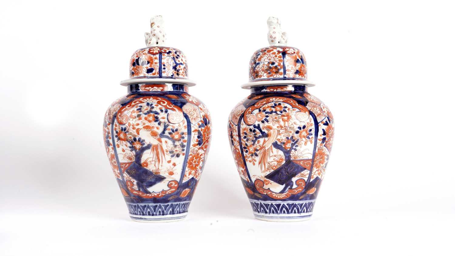 Pair of Japanese Imari vases and covers