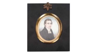 19th Century British School - Portrait miniature of a clergyman | gouache